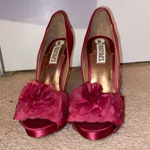 Pink ruffled Badgley Mischka heels